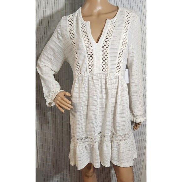 Cafe Marrakesh Dress or For Women Size Large Color Ivory Vneck long sleeves - Picture 10 of 10